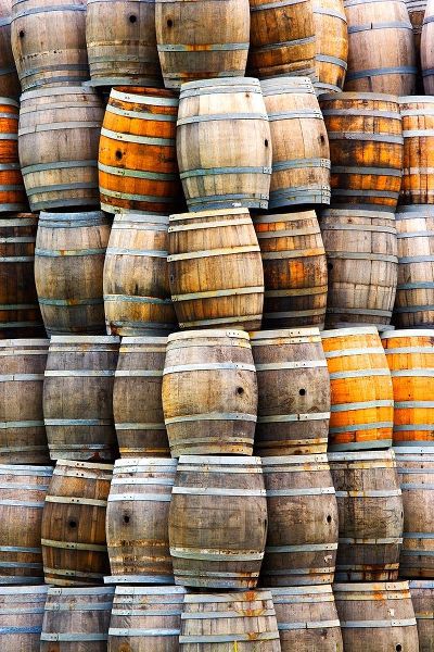 California San Luis Obispo Stacked wine barrels
